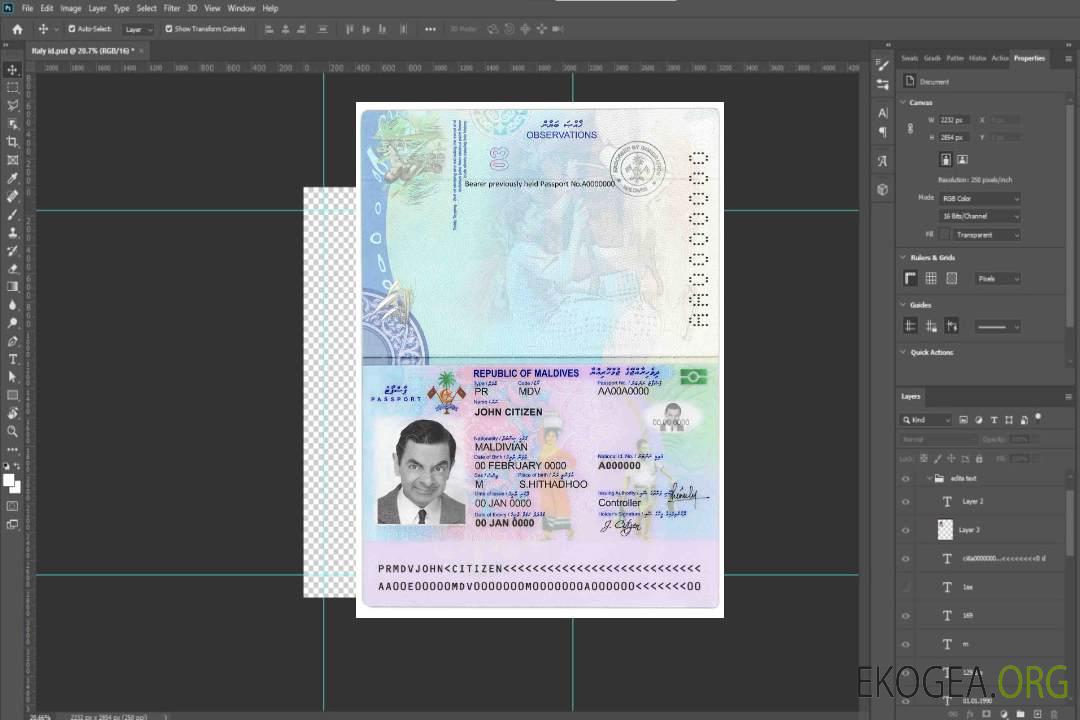 Passeport des Maldives template Passeport des Maldives template